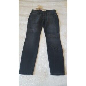 Current/Elliott Size 25 Stiletto Black Lace Denim Skinny Jeans R035 $248
